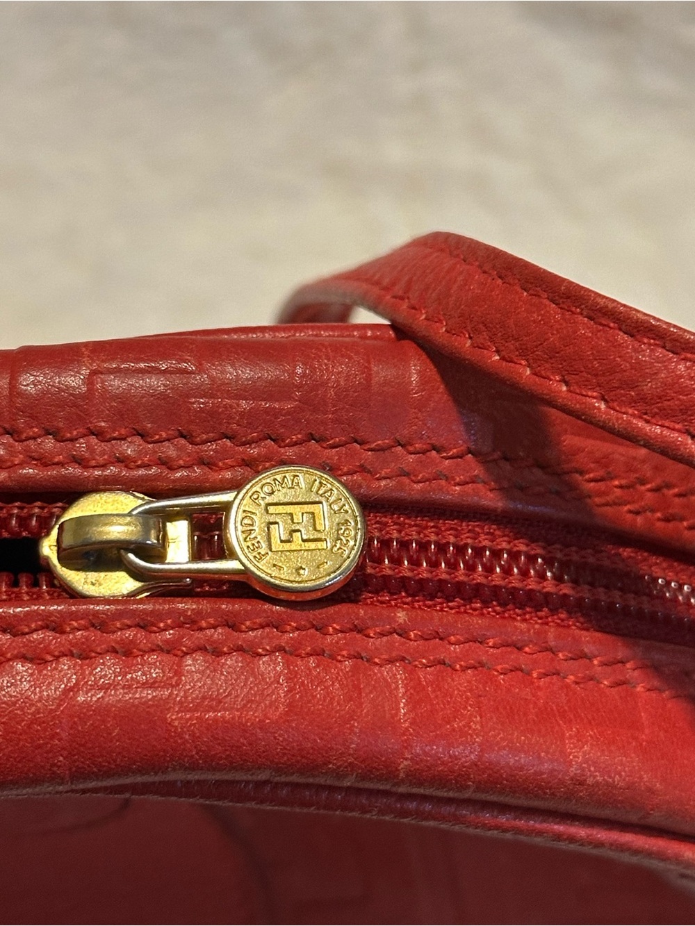 Vintage Fendi Red FF Monogram Embossed Leather Crossbody Camera Bag - Picture 9 of 9